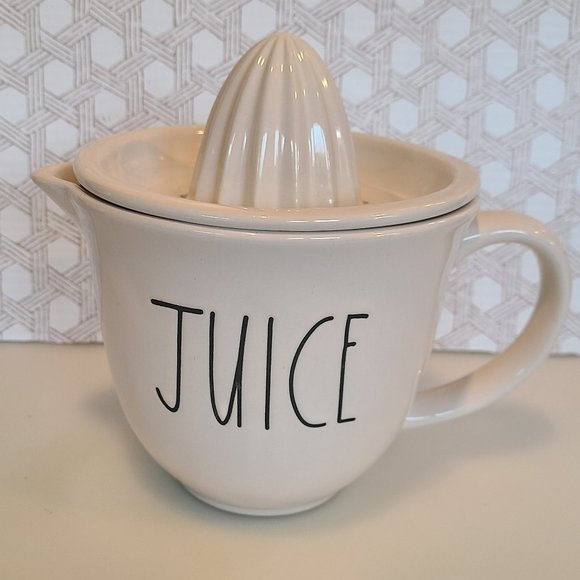 Rae Dunn JUICE Citrus Juicer Pitcher w/Removable Lid - White Ceramic Magenta - Picture 1 of 8